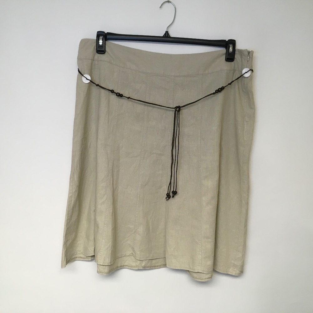 Dress Barn  Linen Skirt Godet Tan Neutral Minimalist Classic Office Womens SZ 18